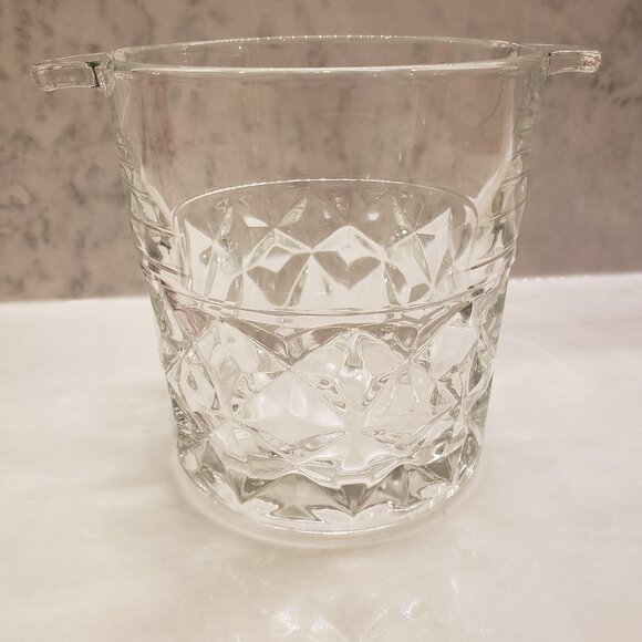 Vintage French Glass Ice Bucket with Design - Picture 3 of 9